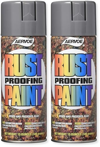 Aervoe 349 Pack of 2 Rust Proof Any Way Spray Paints, Meter Gray; ANSI 49; Industrial Enamel Coating; 360 Spray Valve; Rust Protection; High Gloss Finish; Metal, Wood, and Plastic Safe; Fast Drying
