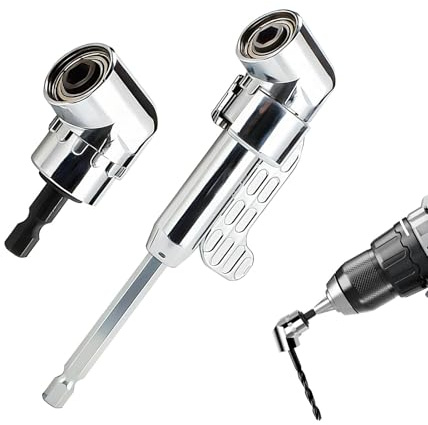 2pcs Right Angle Drill Attachment,90 Degree Drill Adaptor,105 Degree Right Angle Drill Adapter,1/4 Inch Angle Screwdriver Attachment for Power Drill Tool