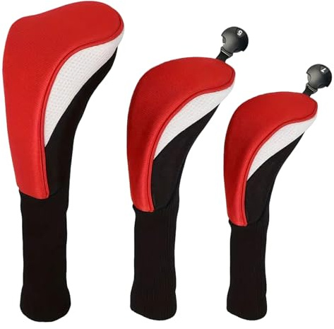Housses de Club de Golf | 3 Pièces Étui De Protection en Maille | Housses De Driver De Club De Golf | pour Hommes et Femmes Amateurs de Sport et Practice