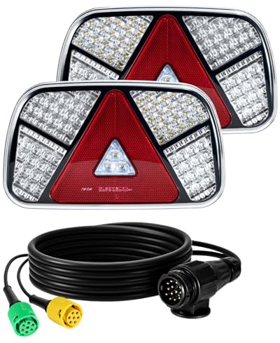 Dinfu LED Anhänger Rücklicht Set, 13 Pin Stecker Rücklicht Anhängerbeleuchtung E-Geprüfte mit 5,5M Kabel, für Anhänger Wohnmobile Transporter Pkw Lkw Wohnwagen