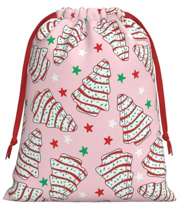 Weihnachtsbaum-Kuchenmuster-Tasche mit Kordelzug, Aufbewahrungsbeutel für Weihnachtspapier, ideal für Weihnachtsfeiern, Geburtstagsdekorationen, groß