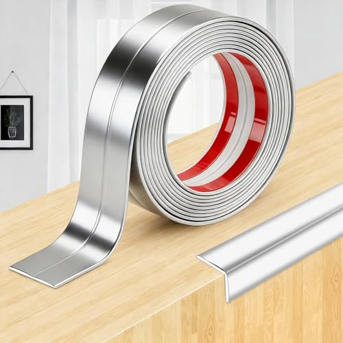 sturiz Zierleisten Selbstklebend Winkelprofil Eckleiste Klebeleisten Selbstklebend Winkelleiste Silber 6cm×3m Kantenschutz Wand Winkelprofil Kunststoff Weichsockelleiste für Wandschutz Eckenschutz