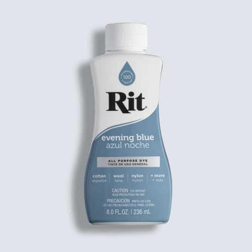 Easy to Use All Purpose Liquid Dye, 236 mL, Multiple Colours Available, Suitable for Cotton Silk Wool Nylon Rayon and More (Evening Blue)