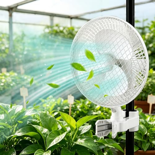 VeftBltrem Grow - Ventilatore a clip da 25 W, oscillante con 3 livelli di velocità, 2200 giri/min, 20 cm, piccolo ventilatore di circolazione, silenzioso, per tenda da coltivazione in camera da letto
