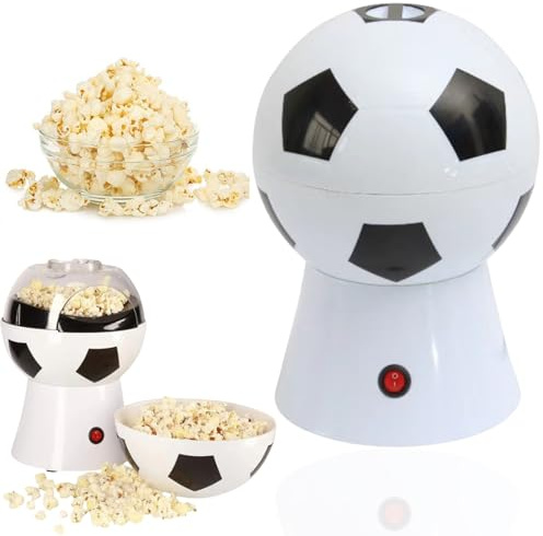2026 World Football Cup Electric Popcorn Maker Small Soccer Machine Household Popcorn Maker Machine for Watching Football Game Movie Nights Parties Bar with Sugar & Oil Nonstick Plate
