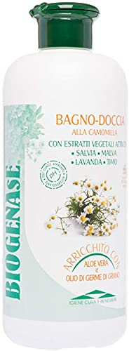 Biogenase - Avslappnande duschgel av kamomill - Naturlig kroppstvätt berikad med aloe vera- och vetegroddsextrakt - återfuktande kroppstvätt - parabenfri, silikonfri och grymhet - 500 ml
