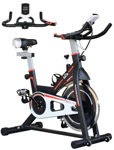 HOMCOM Exercise Bike, Indoor Stationary Bike with 8kg Flywheel, Heart Rate Sensor and LCD Monitor, Cycling Bike for Home, Gym, Office, Cardio Workout - Black