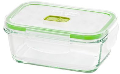 GIO'STYLE Contenitore per Alimenti in Vetro - 0,8L - Chiusura Ermetica - Rettangolare - Made in Italy - Adatto a Frigorifero, Freezer, Microonde - Linea 2 in 1 Vetro