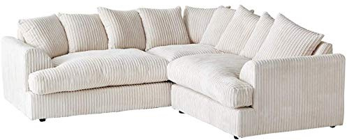 Jasper Jumbo Cord Corner Sofa Suite Cream (LEFT HAN)