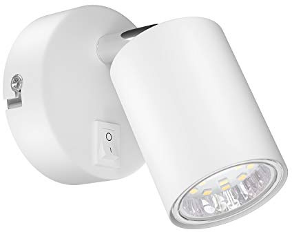 ledscom.de Wandspot WAIKA, einflammig, mit Schalter, GU10, weiß matt, inkl. GU10 LED Lampe (weiß, 2,076W, 206lm, 110°)