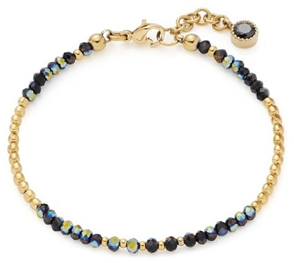 JEWELS BY LEONARDO Armband Ciao Lola • Arm-Kette aus goldfarbenem Edelstahl • schwarze Glaskristalle mit funkelndem Facettenschliff • 17-19 cm Länge • besonderes Schmuck Geschenk für Frauen • 018782