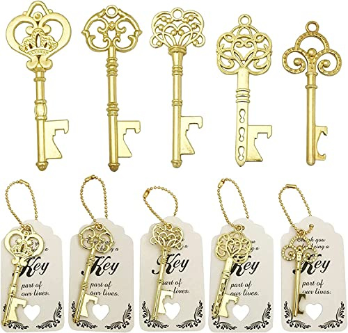 WODEGIFT 50 abridores de botellas con llave, recuerdos de despedida de soltera, regalos rústicos de boda, regalos, decoraciones o recuerdos para invitados a granel, recuerdos de fiesta de despedida de
