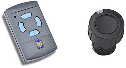 Hörmann Handsender HSM 4, Frequenz 868,30 MHz, Sender für Garagentore mit 4 Tasten, Batterietyp: 12 V, 23A 0437442 & Handsender HSZ1 868-BS, praktischer 1-Tasten-Garagentoröffner, schwarz