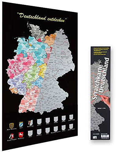 SAFE 39053 Scratch Rubbelkarte Deutschland, Scratchkarte. Einfach freirubbeln, wo Man Schon gewesen ist, auch sehr schön als Wanderkarte