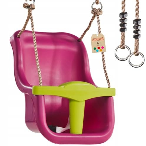 TRIBECCO Kinderschaukel Baby-Schaukelsitz Schaukel Spielplatz Kunststoffschaukel für Babys Schaukel für Babys und Kleinkinder (Rosa (Heidekraut)) belastbar bis 50 kg