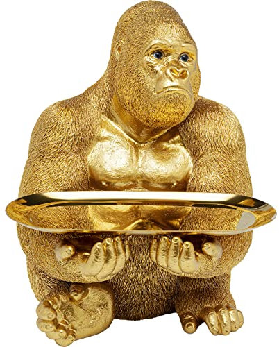 Kare Design Deko Figur Gorilla Butler, Gold, Deko Objekt, Gorilla Motiv, Handgearbeitet, 37x29x32 cm (H/B/T)