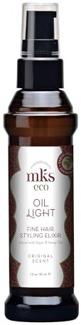 MKS eco Oil Light, Originale - 2 fl oz - Elisir per lo styling dei capelli ideale per capelli sottili - Idrata e nutre i capelli, effetto anti-crespo, aumenta la morbidezza
