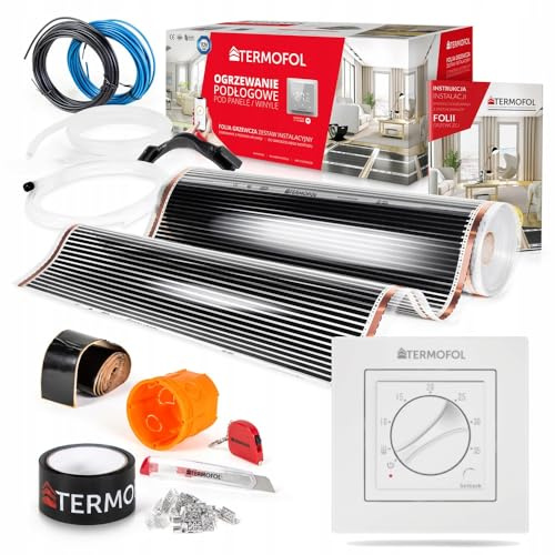 Termofol Chauffage Electrique par le Sol Set - Tapis Chauffant avec H3 Thermostat 230V - Chauffage d'appoint Puissance 220W/m2 - Surface 8 m² - Plancher Chauffant Electrique