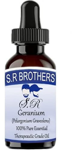 S.R. Brothers Huile essentielle de géranium (Pelargonium Graveolens) 100 % pure de qualité thérapeutique (30 ml)