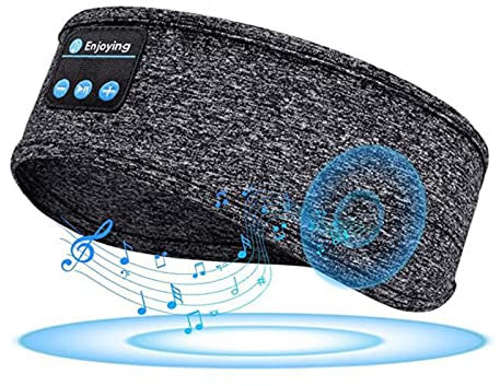 Casque de Sommeil sans Fil, Casque de Sport Bluetooth, 2 Haut-parleurs Intégrés pour Dormir, Entraînement, Yoga, Maille Respirante, Gris