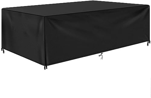 Jianghu Art Housse Salon de Jardin 260x120x85cm Exterieur Bache Table De Jardin, Housse de Table ExtéRieur BâChe de Protection éTanche Tissu Oxford ImperméAble, RéSistance au Vent, Anti-UV