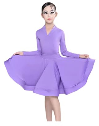 EFLALYHG Ragazza Bambina Vestito da Ballo Latino Vestito da Competizione per Ragazze da Ballo Abito da Ballo Latino Abito da Competizione a Maniche Lunghe Abito Diviso Abito Diviso,A12,120