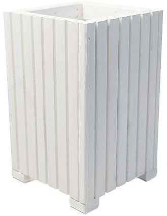 BOGATECO Jardinera de madera | Jardinera | Maceta 40 x 25 x 25 cm | Maceta de hierbas para el hogar jardín balcón terraza | Maceta con inserto de plástico | impregnada | Blanco
