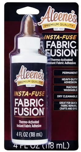 Aleene’s Fabric Fusion Insta Fuse Textilkleber Waschmaschinenfest - 118 ml Starker Bastelkleber – Transparenter Stoffkleber - DIY Superkleber und Rhinestone Glue
