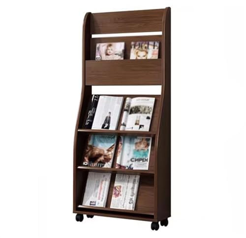 Prospektständer Zeitungsständer aus Holz, Werbematerialständer, Prospektständer, Arbeitszimmerregale, Bodenzeitung, Zeitungsregal mit Rollen Bodenstehender Zeitschriftenhalter