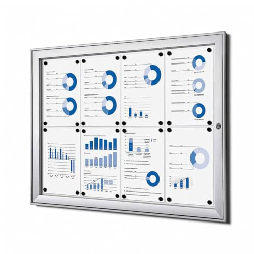 Danieli - Bacheca da Esterno Porta Menu e Avvisi A4. Bacheca con Serratura e Coppia di Chiavi in Dotazione. Facile Fissaggio a Parete. Superficie in Acciaio Magnetica e Scrivibile. (8 x A4)