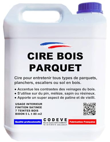 Cire Parquet - Codeve Bois/Chêne Clair - 20 - Intérieur - Pour L'entretien De Votre Parquet, Plancher, Escalier Ou Autre Sol En Bois.