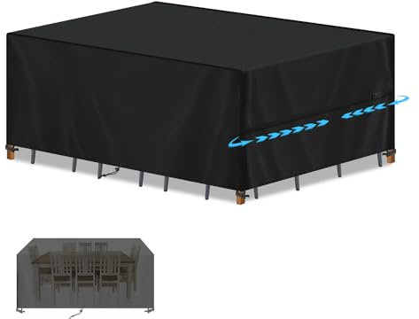 SIMPHAUS Housse de Salon de Jardin Exterieur Housse de Protection Table de Jardin Housse Canapé Extérieur Imperméable Bache Table Résistance au Vent Anti-UV 420D Oxford Tissu 210x110x75cm