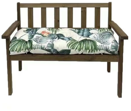 Kongdson Bankkissen für Gartenbank, wasserdicht, rutschfest, 2- und 3-Sitzer-Sitzkissen, weiche Zweisitzer-Ersatzmatte mit Bändern, Indoor-Möbelkissen, 130 x 50 cm (Wegerichblatt)
