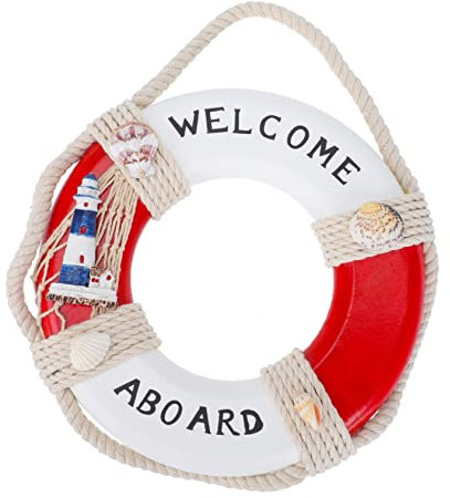 FUNOMOCYA 1stück Titel Holz-rettungsring Deko-hänger Für Wandgestaltung Mediterranes Strand-Design Vielseitig Einsetzbar Für Wohnzimmer Hotel Und Bar