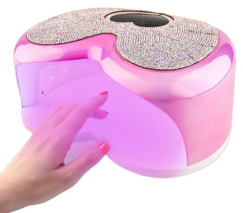 LED-lampa pärlor nagellampa, 96 W nagellack, hjärtformad nagellampa, bärbar professionell LED snabbhärdning, UV-nagellampa, rosa nagellampa, gel nagellack med 4 timers och LCD-skärm för gellack