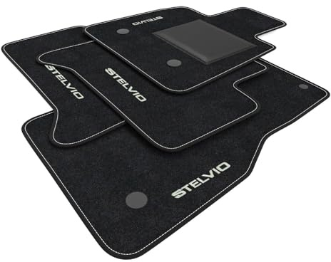 DHCarMats | Alfombrillas de Auto para Alfa Romeo Stelvio Desde 2016 Bordado | Alfombrillas de Coche Alfombra Personalizado | Conjunto Interior - Conjunto de Retención de Alfombrillas