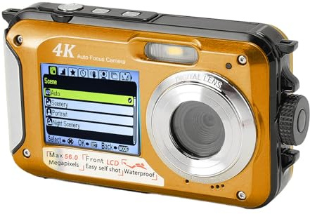 HD Underwear Camera, 10ft 4K 56MP Auto Focus Waterproof Camera for Snorkeling (Yellow)