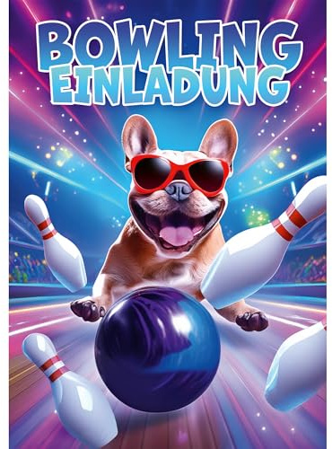 Moosthaler Bowling Hund Kindergeburtstag Einladungskarten | Witzige Geburtstagseinladung, Stylisher Glanzlack, Für Bowling Party