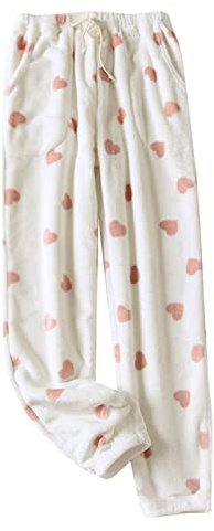 SKFLABOOF Schlafanzughose Damen Lang Fleece Warm Gestreift Weich Schlafhose Frauen Plaid Relaxhose Weit Bein Bequeme Kariert Karo Pyjama Hosehose Nachthose Freizeithose Workout
