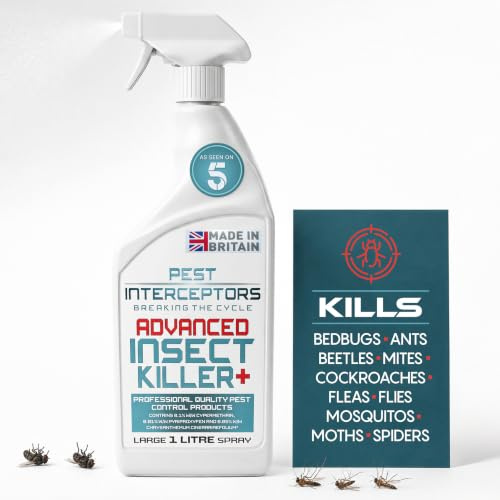 PEST INTERCEPTORS ADVANCED KILLER INSECT + | 3 active ingredients including an IGR! kills Bedbugs, Ants, Beetles, Mites, Cockroaches, Fleas, Flies, Mosquitos, Wasps, Moths and Spiders!