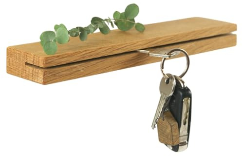 Dezain® Home - Schlüsselbrett aus Eiche – Schlüsselhalter aus Holz | Modernes Schlüsselboard mit durchgehender Nut & verdeckter Wandmontage – Schlüsselleiste mit Ablage – Made in Germany