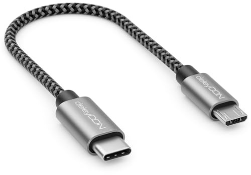 deleyCON 0,15m USB-C auf Micro USB Kabel Adapter - Schwarz
