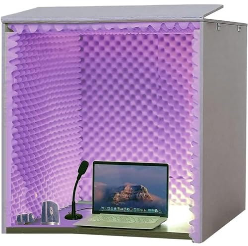 Portable Soundproof Booth, Big Space Desktop Soundproof Cover, Self Made Sound Booth Box, Microphone Soundproofing Acoustic Foam Panel, for Desktop Studio Vocal Audio Music Recording
