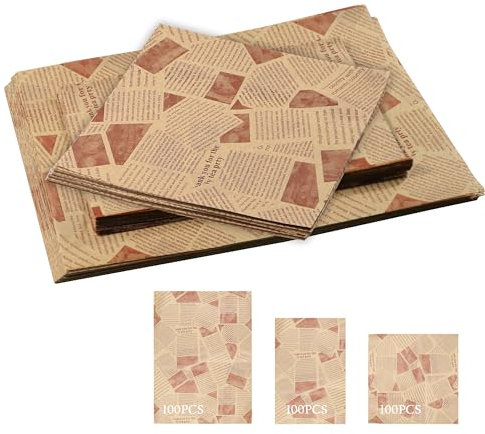 Backpapier-Set - 25x25cm, 20x30cm, 28x38cm (300 Blatt, 3x100), hitzebeständig, antihaftend, für Backofen, Airfryer & Mikrowelle