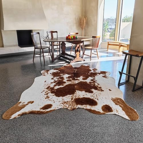 RobustWeg Tappeto con Stampa di Mucca,Tappeto in Pelle Bovina,Tappeto in Finta Pelle di Mucca,Tappeto in Pelle Bovina Sintetica,Pelle Scamosciata Artificiale,per Soggiorno,Camera da Letto