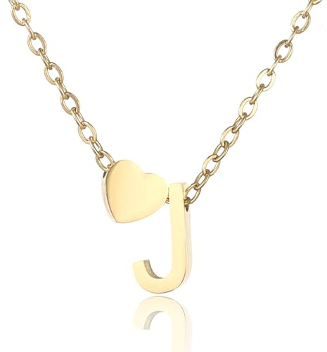 AFSTALR Herz Kette mit Buchstaben Anhänger Halskette mit Buchstabe, Damen Initial Alphabet A-Z Edelstahl Gold/Silber Ketten Verstellbar, Personalisierte Schmuck Geschenke für Frauen
