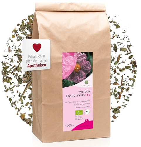 Weltecke Bio-Zistrosen-Tee lose 1000 g | Frisch abgefüllt in Deutschland | Aromatisch-herber Kräuter-Tee von der Zistrose | Natürlich vegan | Ohne künstliche Aromen & Zucker | Cistus Incanus
