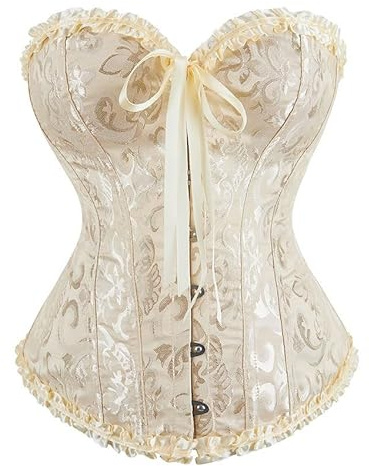 Shyllin Damkorsett med full byst, korsett-topp, vintagekläder, figurformande body, perfekt för halloween, karneval, julfester och baler, aprikos, S