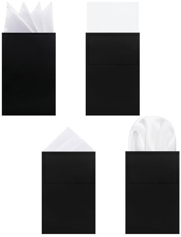 Luckyvestir Prefolded Suit Pocket Squares for Men Mens Pocket Square on Card for Jackets Business Wedding Accessories (White White)