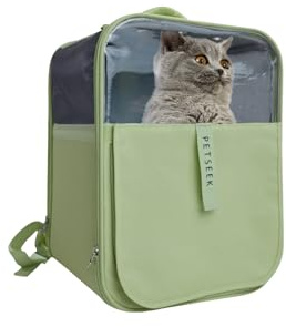 Galatée Katzenrucksack, Haustierrucksack Für Katzen Und Hunde, Vollständig Belüftetes Design, Hunderucksack Für Reisen, Wandern, Outdoor(Grün)